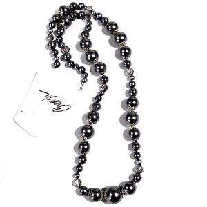 Cherish Elegant Silver tone & Grey Beads Long Necklace - Women's Fashion Jewelry